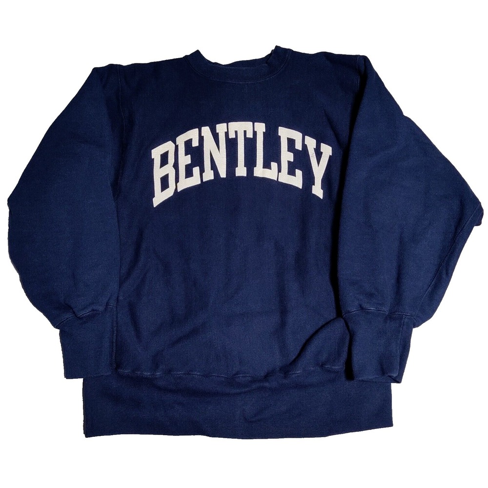 VTG Bentley University CHAMPION REVERSE WEAVE WARMUP Medium Sweatshirt Made USA